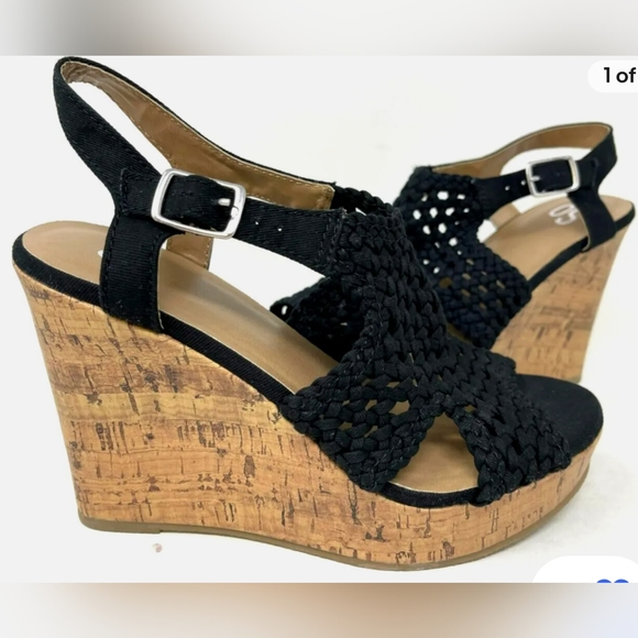 So Woman's Black Taffy Wedge Sandals   Size 7.5    NWT - Picture 4 of 14